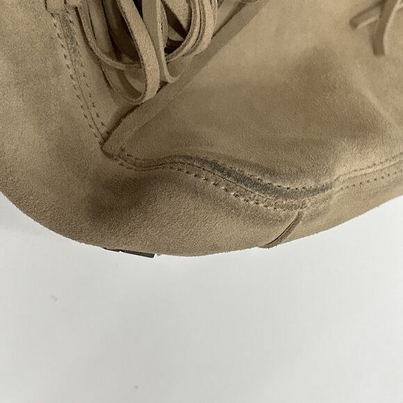 Guess Leather Suede Beige Tan Y2K Hobo Shoulder Fringe Top Zip HandBag Purse - Picture 8 of 16